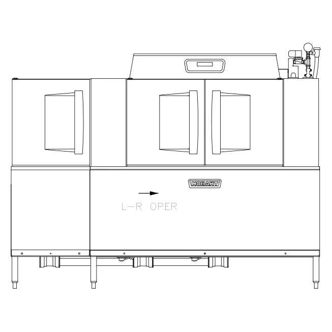 Hobart CL86-ADV+BUILDUP 86" Conveyor Dishwasher - 340 Racks/Hr - High Temp Specify Tank w/Booster
