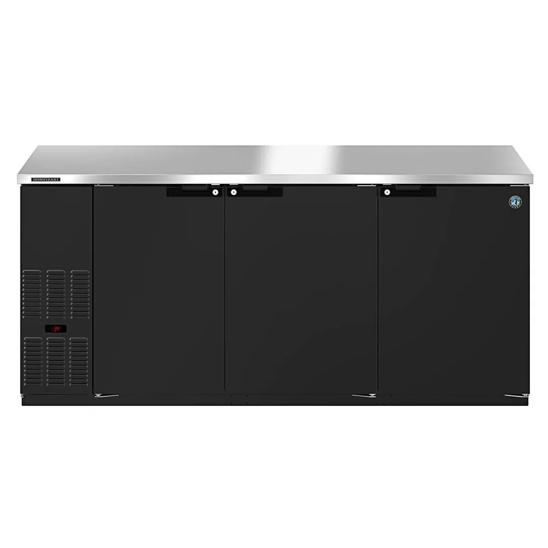 Hoshizaki BB80 80" Three Section 3 Swinging Solid Door Back Bar Cooler, 28.74 cu. ft.