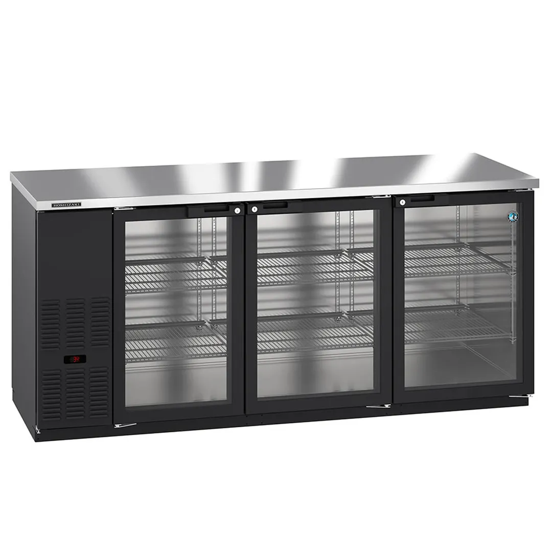 Hoshizaki BB80-G 80" Three Section 3 Swinging Glass Door Back Bar Cooler, 26.74 cu. ft.