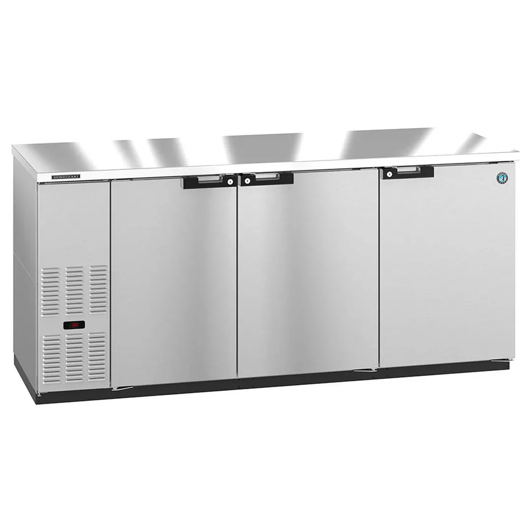 Hoshizaki BB80-S 80" Three Section 3 Swinging Solid Door Back Bar Cooler, 28.74 cu. ft.