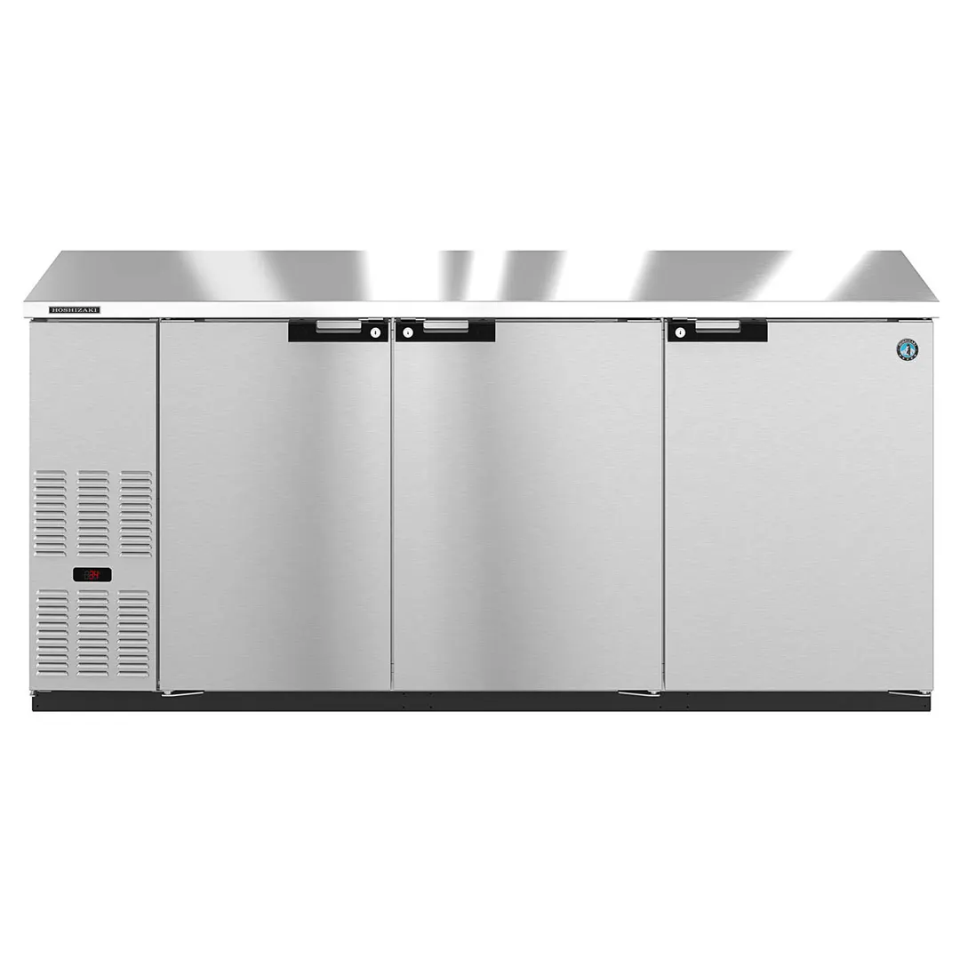 Hoshizaki BB80-S 80" Three Section 3 Swinging Solid Door Back Bar Cooler, 28.74 cu. ft.