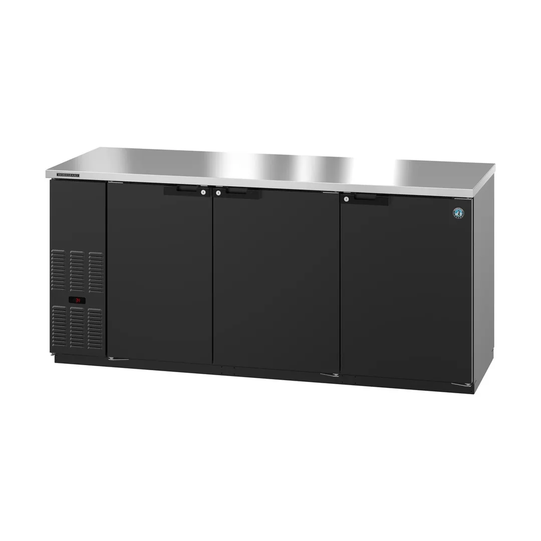 Hoshizaki BB80 80" Three Section 3 Swinging Solid Door Back Bar Cooler, 28.74 cu. ft.