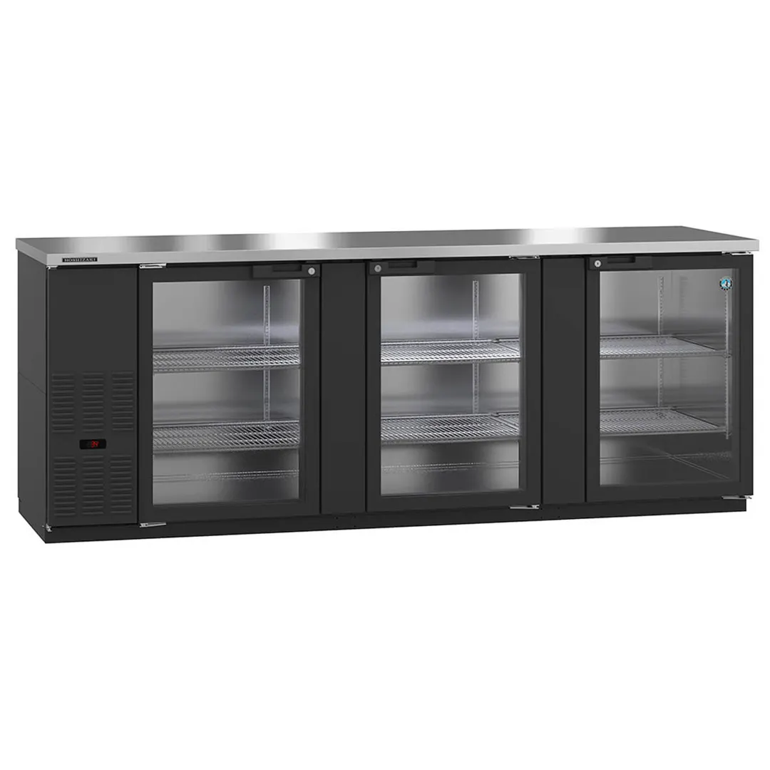 Hoshizaki BB95-G 95" Three Section 3 Swinging Glass Door Back Bar Cooler, 32.53 cu. ft.