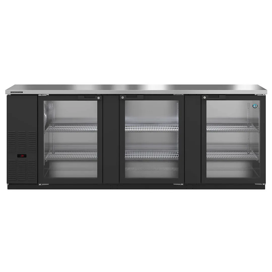 Hoshizaki BB95-G 95" Three Section 3 Swinging Glass Door Back Bar Cooler, 32.53 cu. ft.