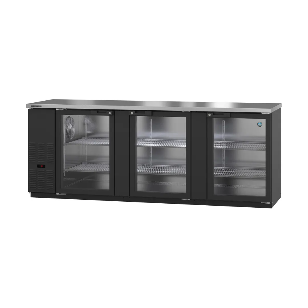 Hoshizaki BB95-G 95" Three Section 3 Swinging Glass Door Back Bar Cooler, 32.53 cu. ft.