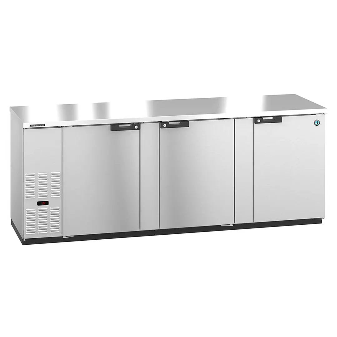 Hoshizaki BB95-S 95" Three Section 3 Swinging Solid Door Back Bar Cooler, 32.53 cu. ft.