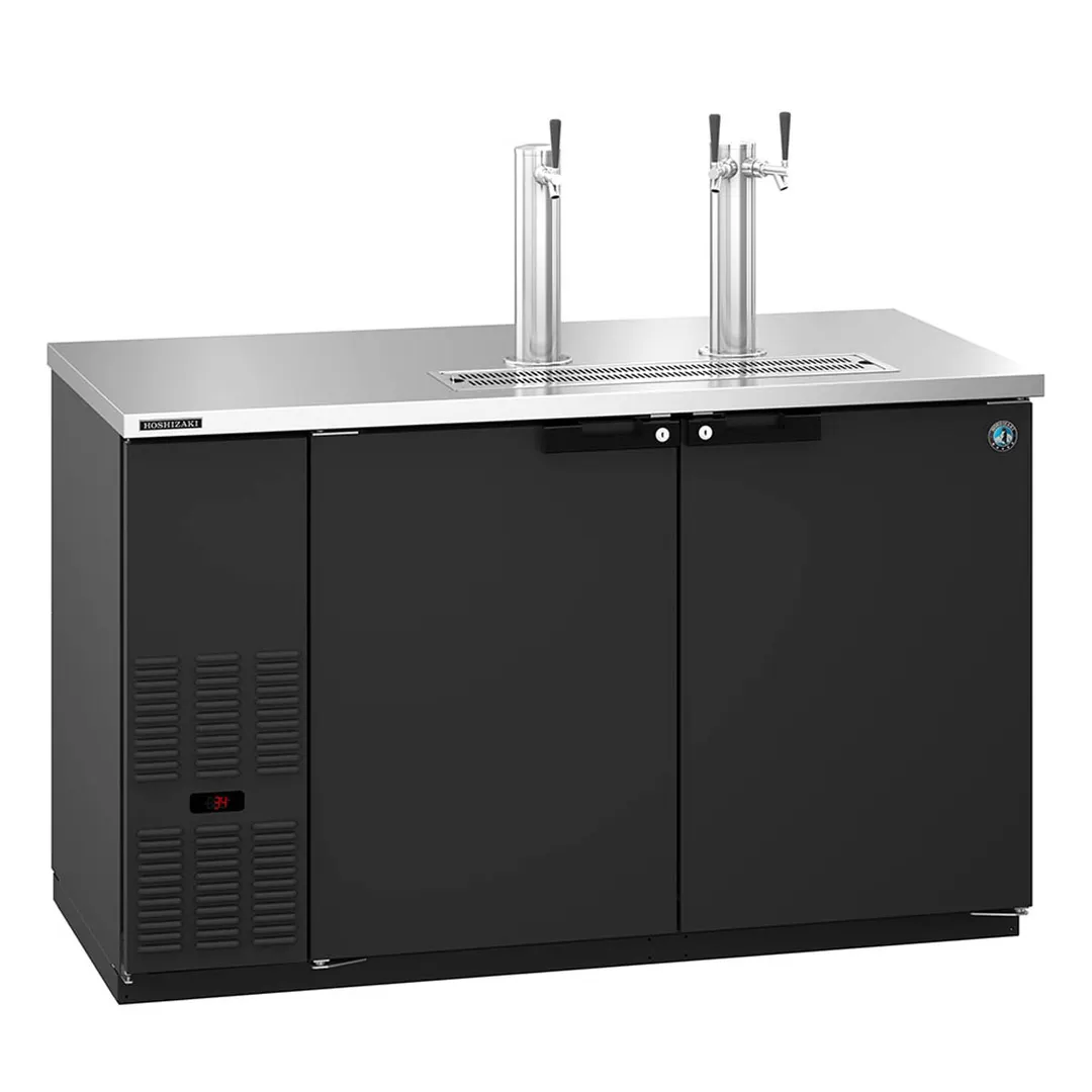 Hoshizaki DD59 Black Single/Double Tap Kegerator Beer Dispenser - Two 1/2 Keg Capacity
