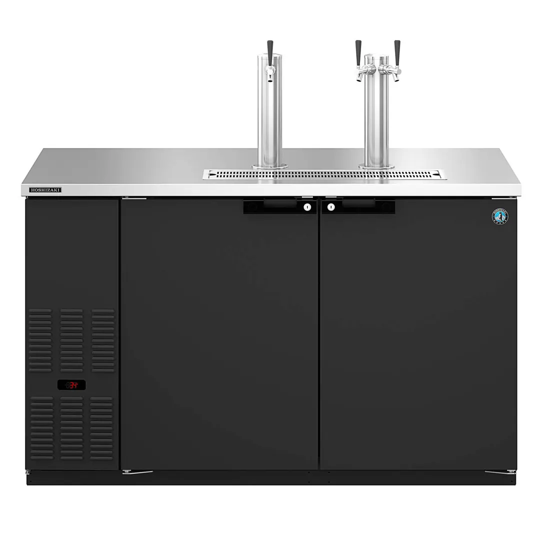 Hoshizaki DD59 Black Single/Double Tap Kegerator Beer Dispenser - Two 1/2 Keg Capacity