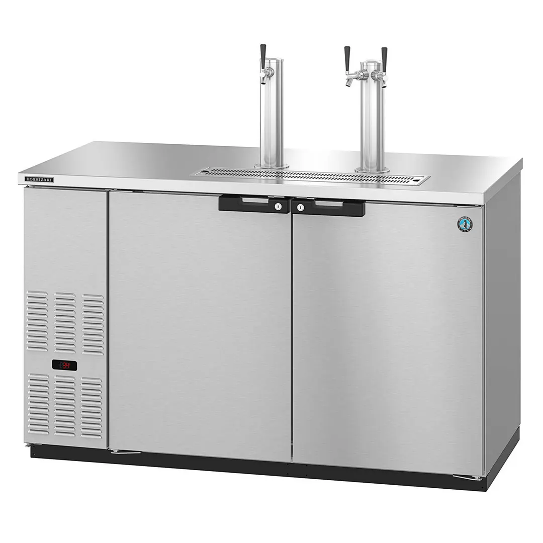 Hoshizaki DD59-S Stainless Steel Single/Double Tap Kegerator Beer Dispenser, Two 1/2 Keg