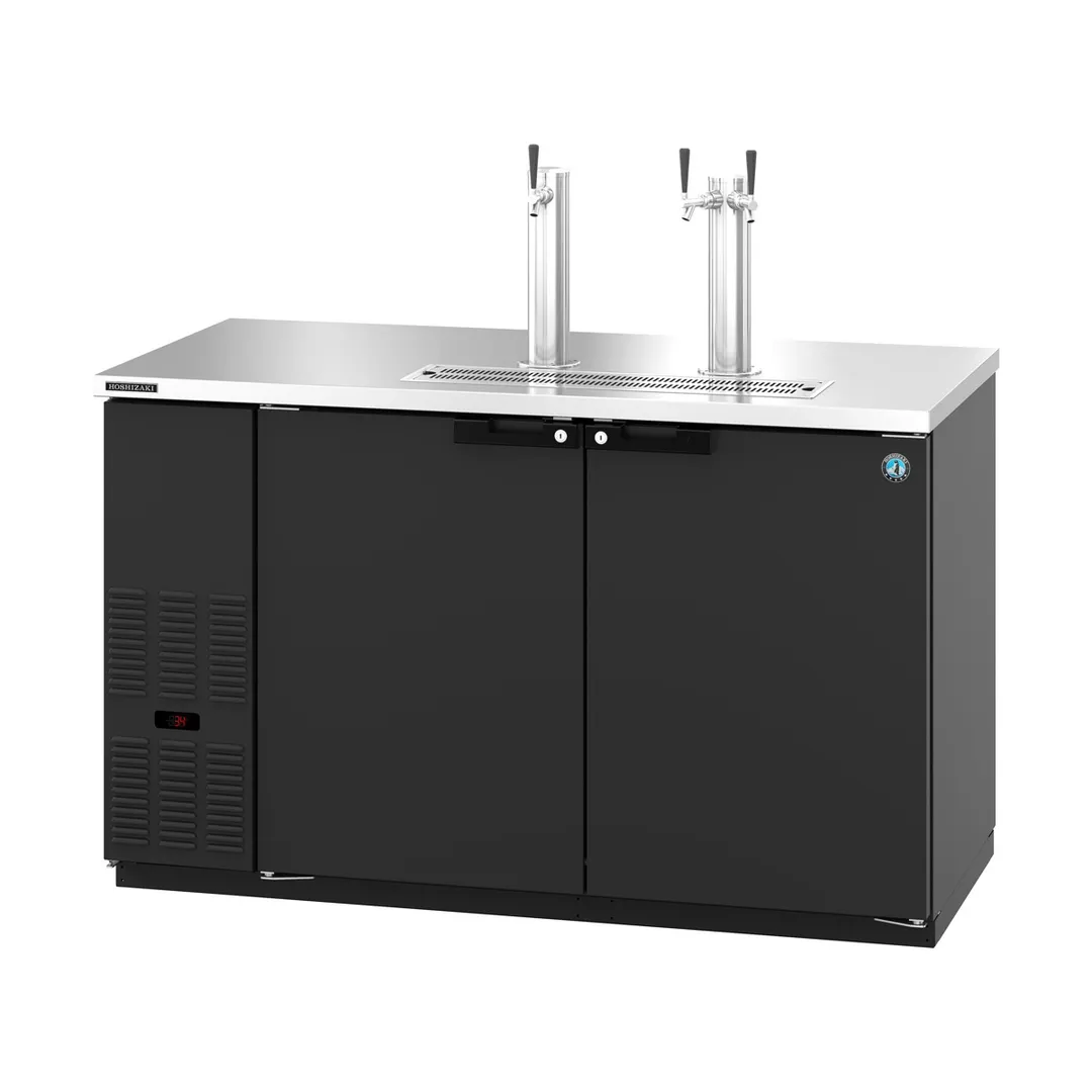Hoshizaki DD59 Black Single/Double Tap Kegerator Beer Dispenser - Two 1/2 Keg Capacity