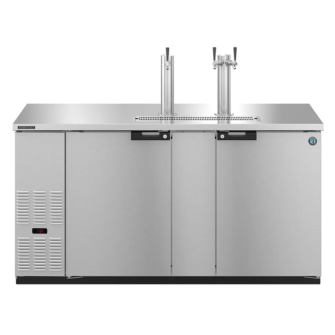 Hoshizaki DD69-S Stainless Steel Single/Double Tap Kegerator Beer Dispenser, 3x1/2 Keg Capacity