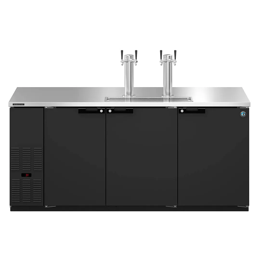 Hoshizaki DD80 Black Double Tap Kegerator Beer Dispenser - Four 1/2 Keg Capacity