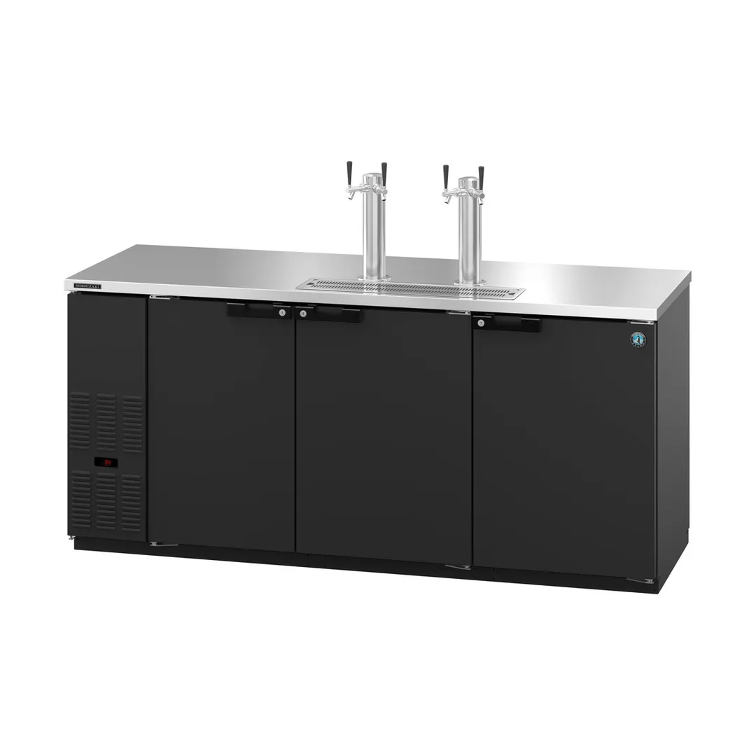 Hoshizaki DD80 Black Double Tap Kegerator Beer Dispenser - Four 1/2 Keg Capacity
