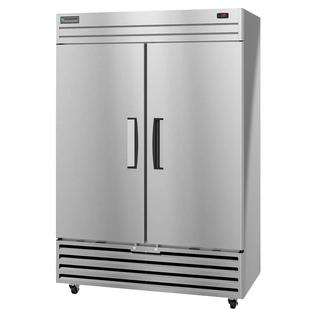 Hoshizaki ER2A-FS 54" 2-Section Reach-In Refrigerator w/ 2 Solid Doors, Bottom Mount, Aluminum Interior, 39 cu. ft.