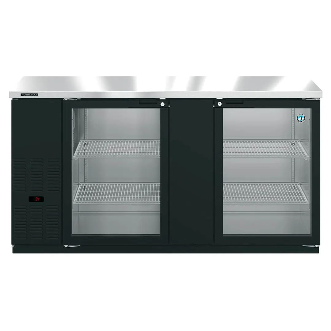 Hoshizaki BB69-G 69" Two Section 2 Swinging Glass Door Back Bar Cooler, 22.14 cu. ft.
