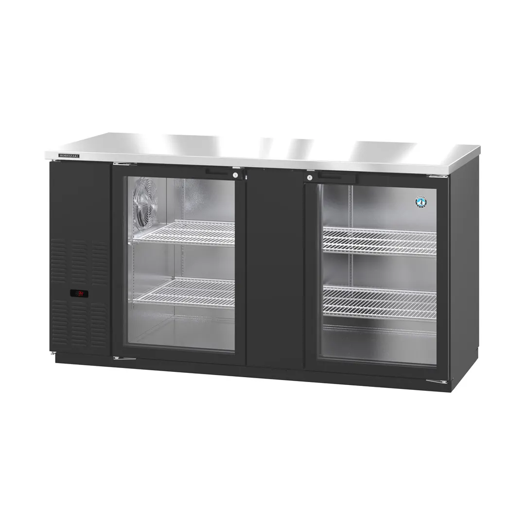 Hoshizaki BB69-G 69" Two Section 2 Swinging Glass Door Back Bar Cooler, 22.14 cu. ft.