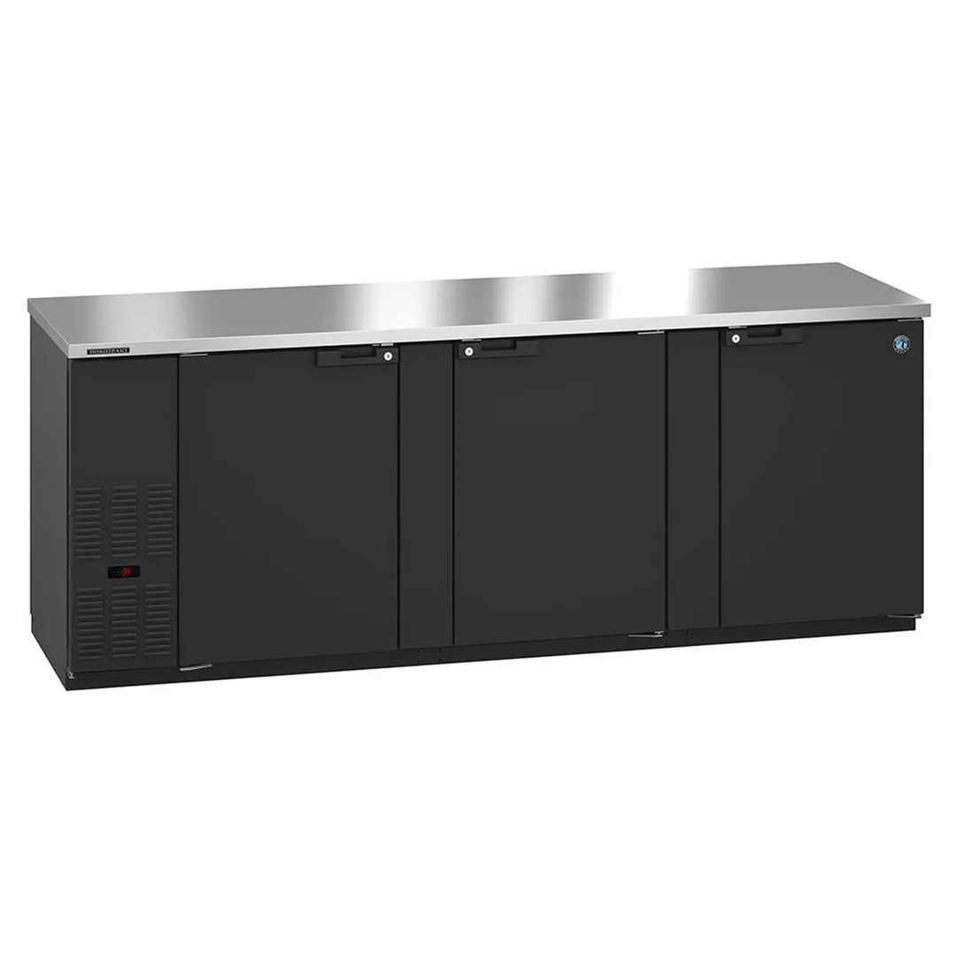 Hoshizaki BB95 95" Three Section 3 Swinging Solid Door Back Bar Cooler, 32.40 cu. ft.
