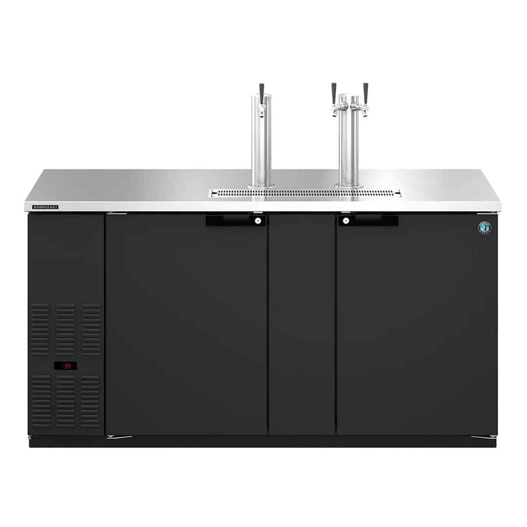 Hoshizaki DD69 Black Single/Double Tap Kegerator Beer Dispenser - 3 x 1/2 Keg Capacity