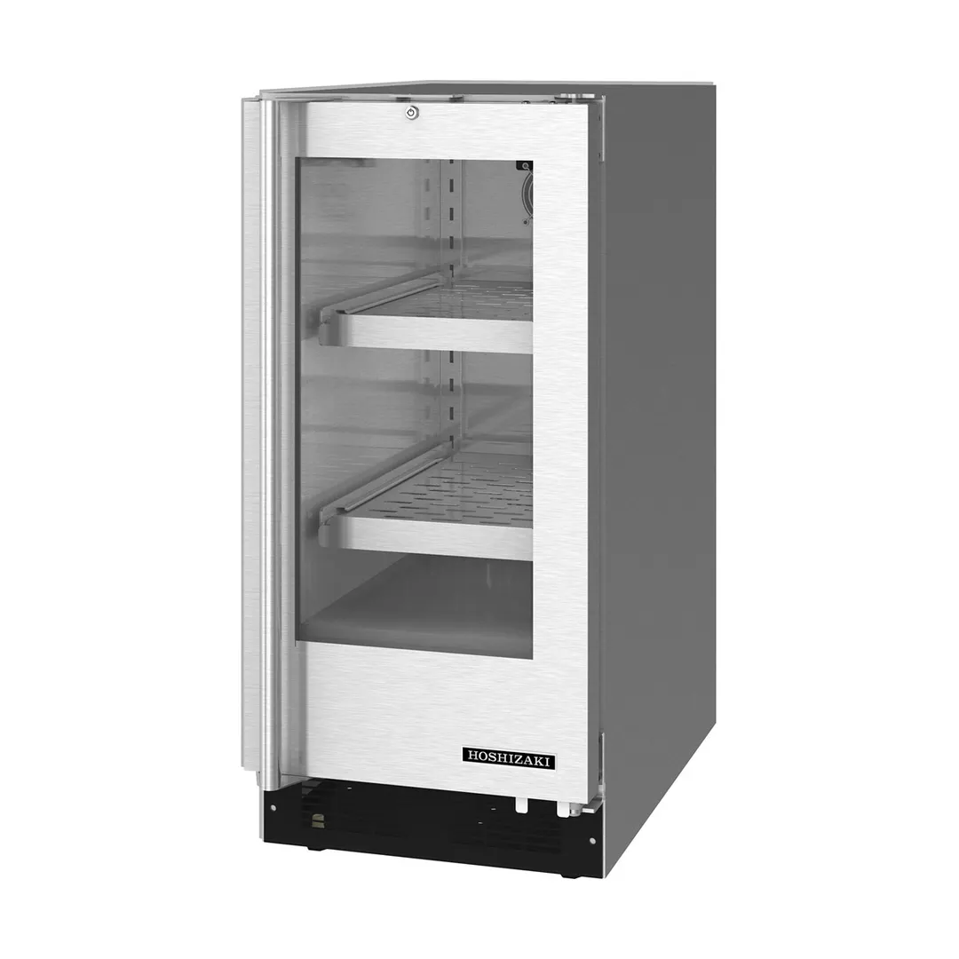 Hoshizaki HR15A-G 15" Compact 1-Section Undercounter Refrigerator w/ 1 Glass Door, 2.5 cu. ft.
