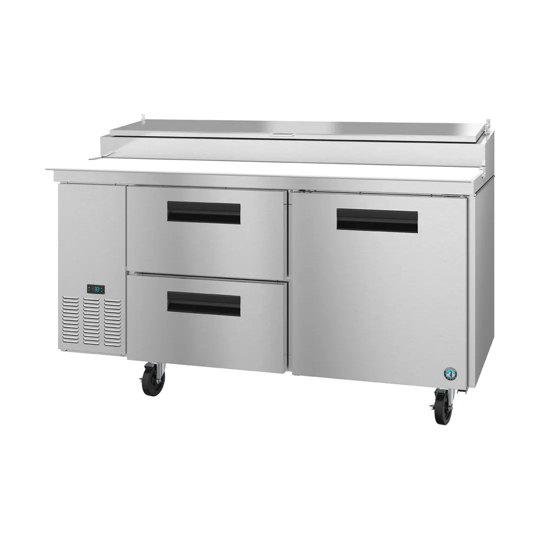 Hoshizaki PR67A-D2 67" 2-Section Refrigerated Pizza Prep Table w/ 2 Drawers & 1 Door