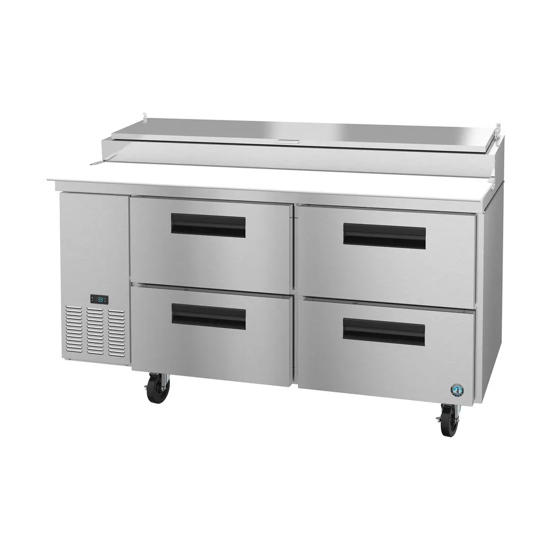 Hoshizaki PR67A-D4 67" 2-Section Refrigerated Pizza Prep Table w/ 4 Drawers, (9) 1/3 Size Pans