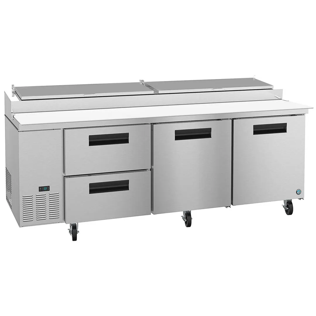Hoshizaki PR93A-D2 93" 3-Section Refrigerated Pizza Prep Table w/ 2 Doors & 2 Drawers