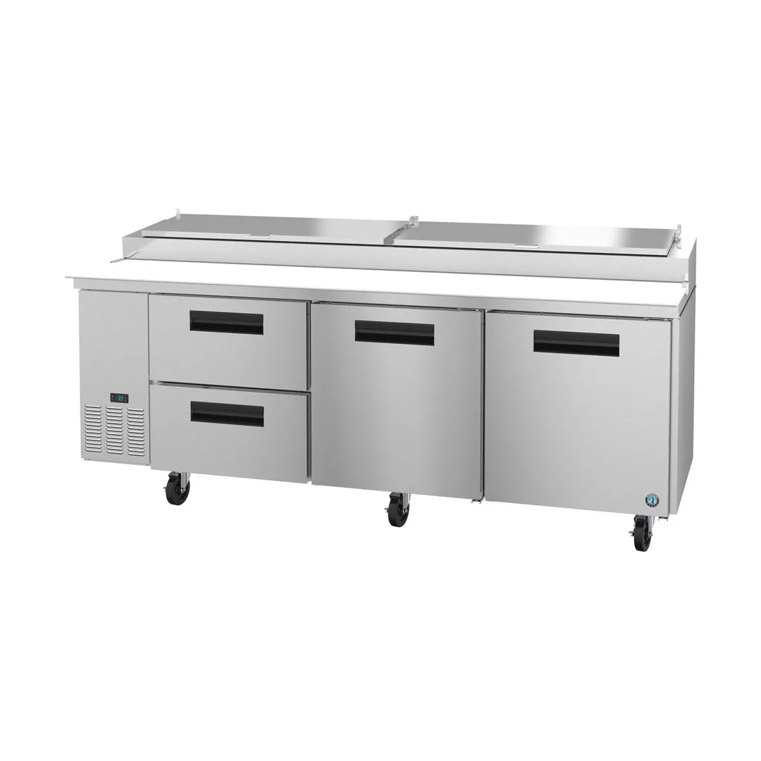 Hoshizaki PR93A-D2 93" 3-Section Refrigerated Pizza Prep Table w/ 2 Doors & 2 Drawers