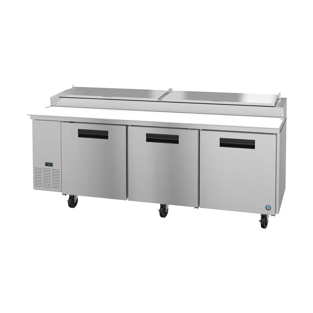 Hoshizaki PR93A 93" 3-Section Refrigerated Pizza Prep Table w/ 3 Doors, (12) 1/3 Size Pans