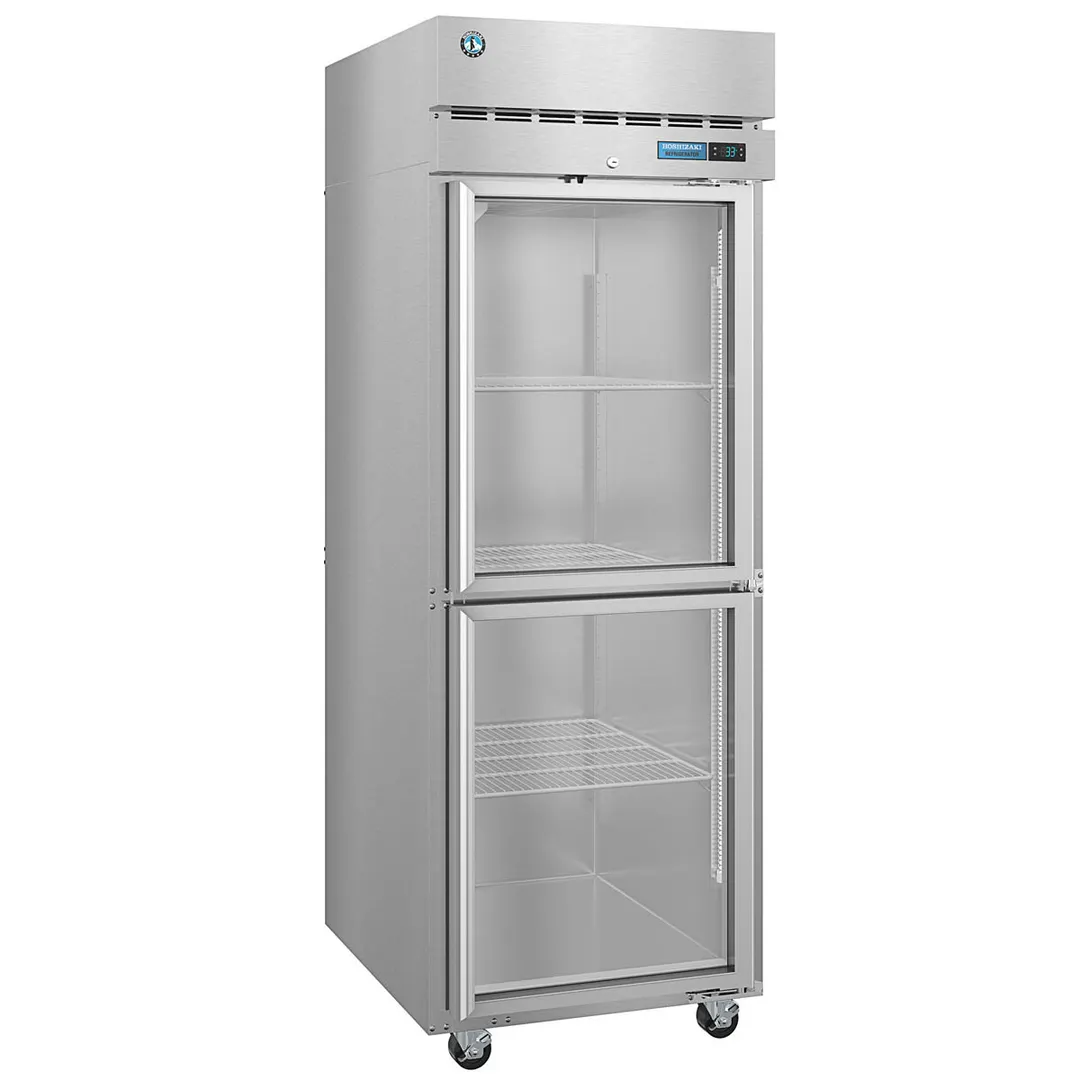 Hoshizaki R1A-HG 27" 1-Section Reach-In Refrigerator w/ 2 Glass Half Doors, Top Mounted, Stainless Steel, 23 cu. ft.