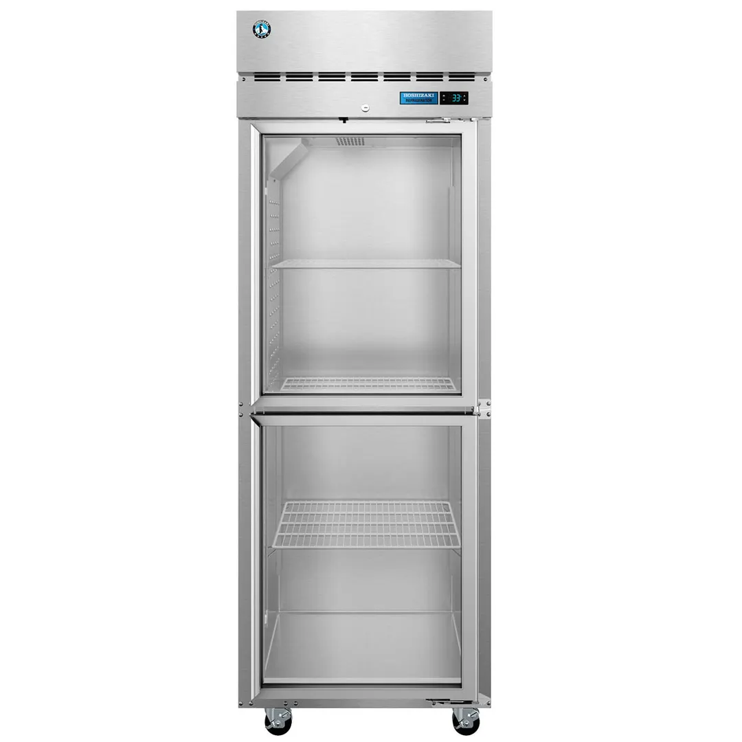 Hoshizaki R1A-HG 27" 1-Section Reach-In Refrigerator w/ 2 Glass Half Doors, Top Mounted, Stainless Steel, 23 cu. ft.