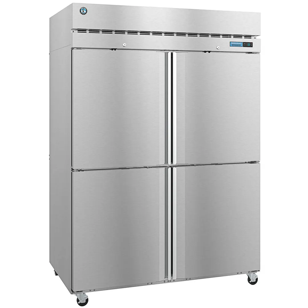 Hoshizaki R2A-HS 55" 2-Section Reach-In Refrigerator w/ 4 Solid Half Doors, Top Mounted, Stainless Steel, 50 cu. ft.