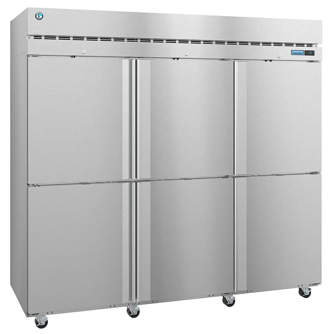 Hoshizaki R3A-HS 82" 3-Section Reach-In Refrigerator w/ 6 Solid Half Doors, Top Mounted, Stainless Steel, 79 cu. ft.