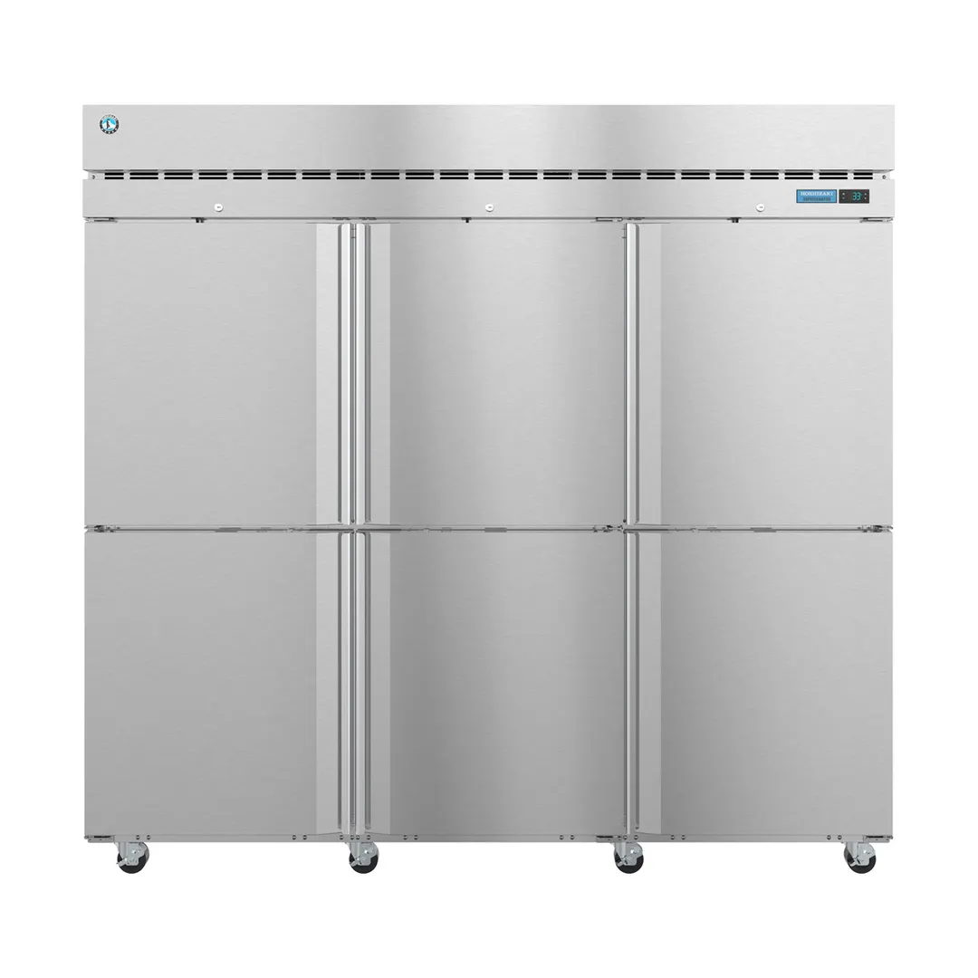 Hoshizaki R3A-HS 82" 3-Section Reach-In Refrigerator w/ 6 Solid Half Doors, Top Mounted, Stainless Steel, 79 cu. ft.