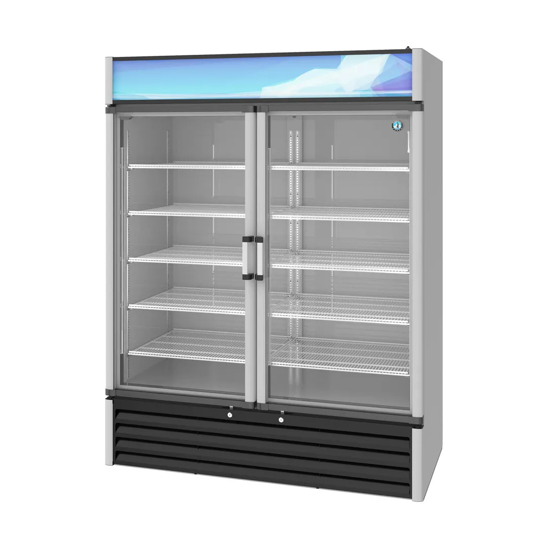 Hoshizaki RM-49-HC 60" 2-Section Swing Glass Door Refrigerated Merchandiser, 42.6 cu. ft.