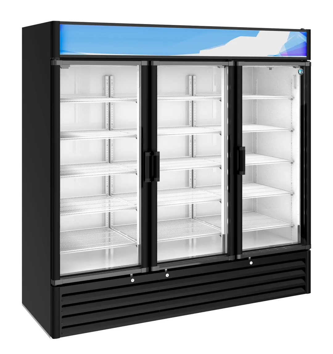 Hoshizaki RM-65-HC-BLK 78" 3‑Section Glass Door Merchandiser Refrigerator, 56.04 cu ft, R290