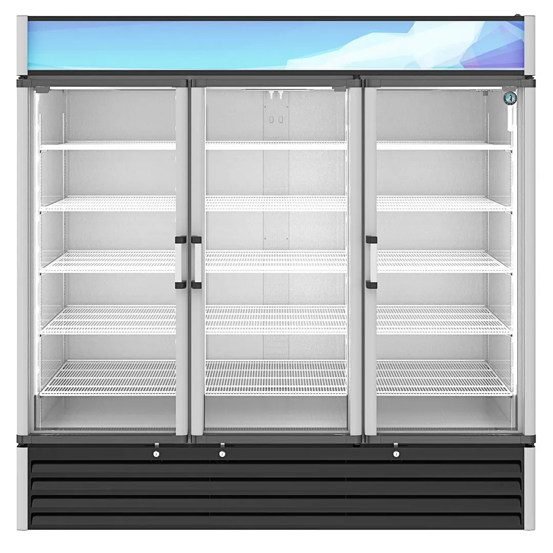 Hoshizaki RM-65-HC 78" 3-Section Swing Glass Door Refrigerated Merchandiser, 56 cu. ft.