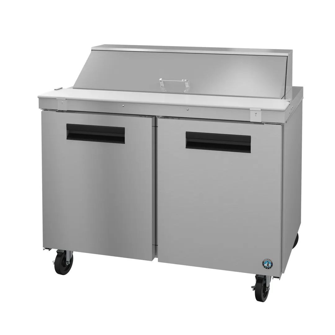 Hoshizaki SR48B-12 48" Two Section Sandwich / Salad Prep Table w/ 2 Doors, 12 Pans