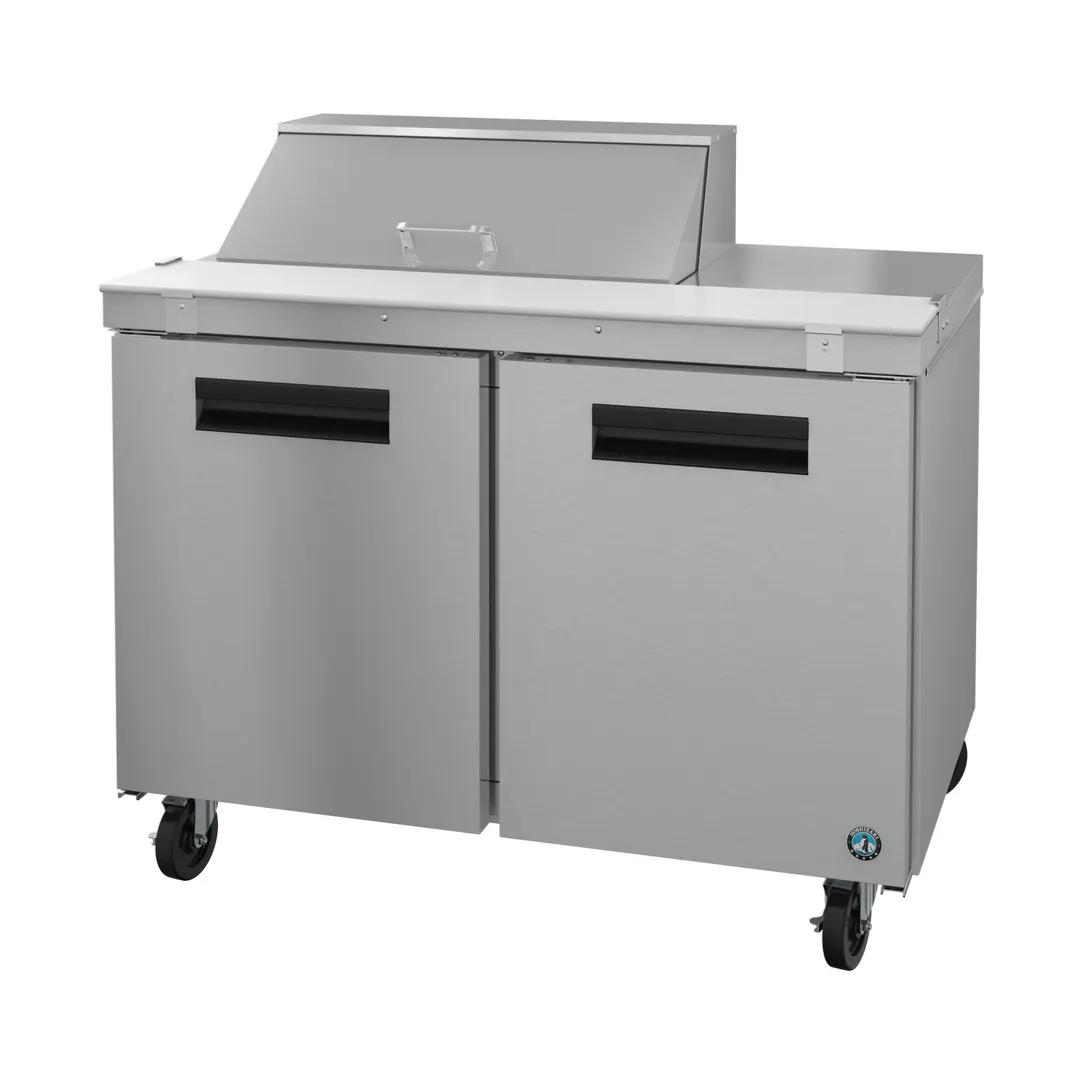Hoshizaki SR48B-8 48" Two Section Sandwich / Salad Prep Table w/ 2 Doors, 8 Pans