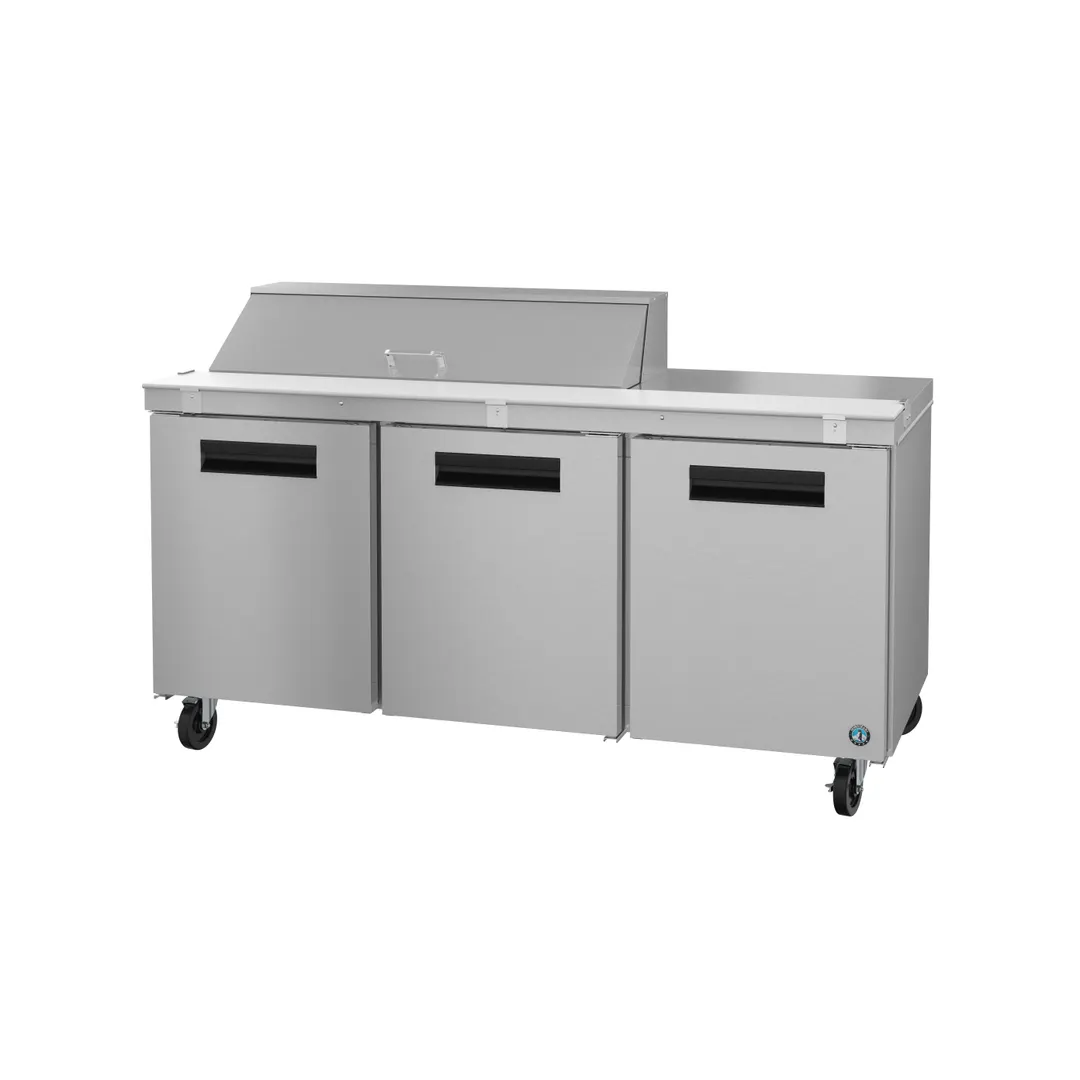 Hoshizaki SR72B-12 72" Three Section Sandwich / Salad Prep Table w/ 3 Doors, 12 Pans