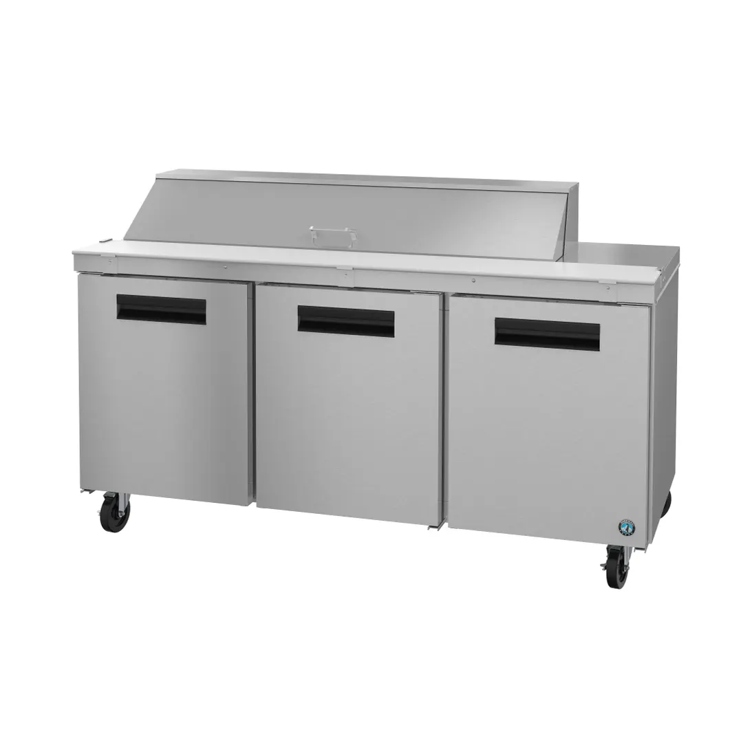 Hoshizaki SR72B-16 72" Three Section Sandwich / Salad Prep Table w/ 3 Doors, 16 Pans