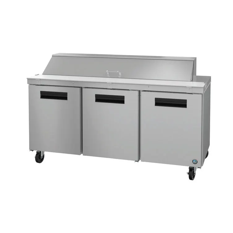 Hoshizaki SR72B-18 72" Three Section Sandwich / Salad Prep Table w/ 3 Doors, 18 Pans