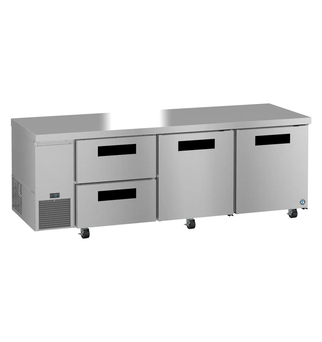 Hoshizaki ULR93B-D2 93" 3-Section Undercounter Refrigerator w/ 2 Doors & 2 Drawers, Stainless Steel, 30.17 cu. ft.