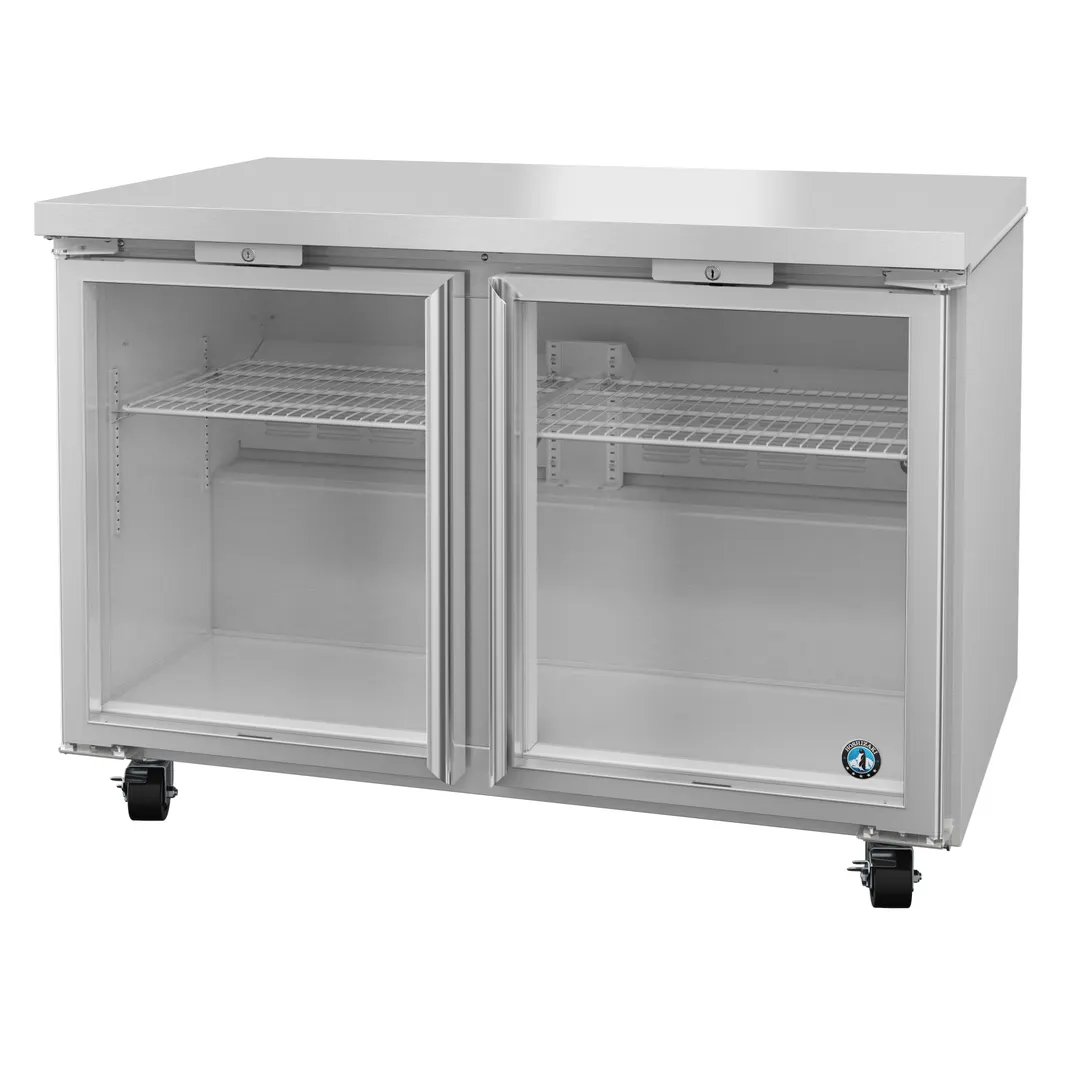 Hoshizaki UR48B-GLP01 48" 2-Section Undercounter Refrigerator w/ 2 Glass Doors, 13.66 cu. ft.