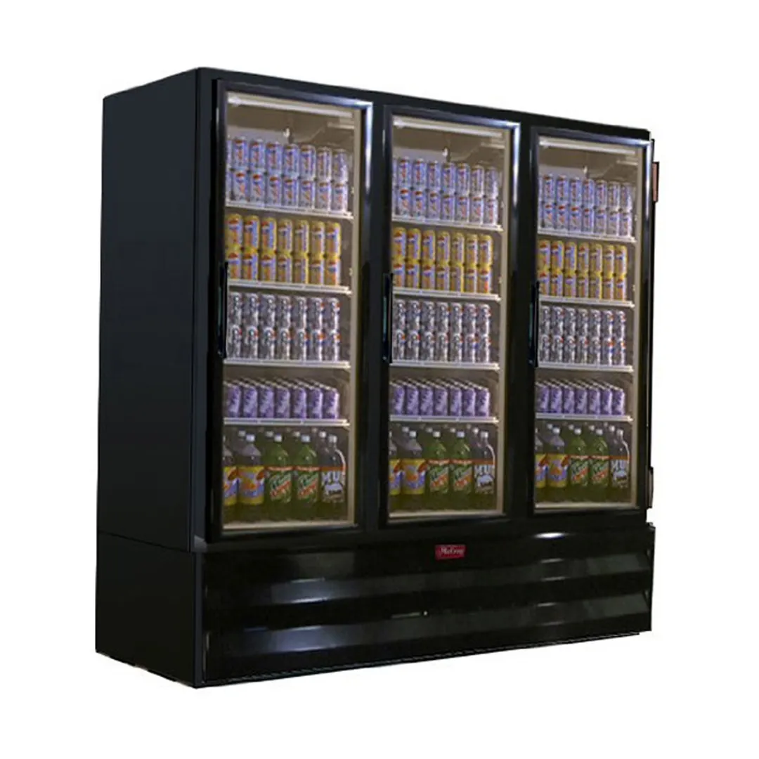 Howard-McCray GR65BM-B 78" Three Section Swing Glass Door Merchandiser Refrigerator in Black, 65 cu. ft.