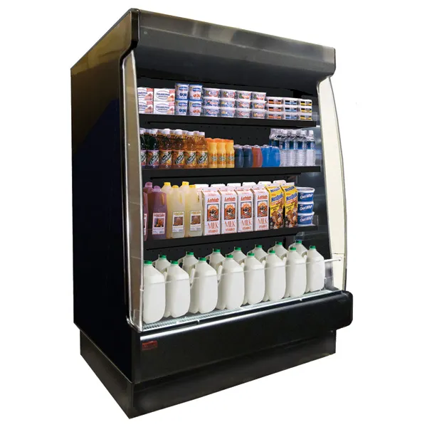 Howard-McCray R-OD35E-4L-LB-B 51" Vertical Multi-Purpose Low-Base Open Air Merchandiser in Black, Remote Refrigeration, 3 Shelves, w/ LED Lighting