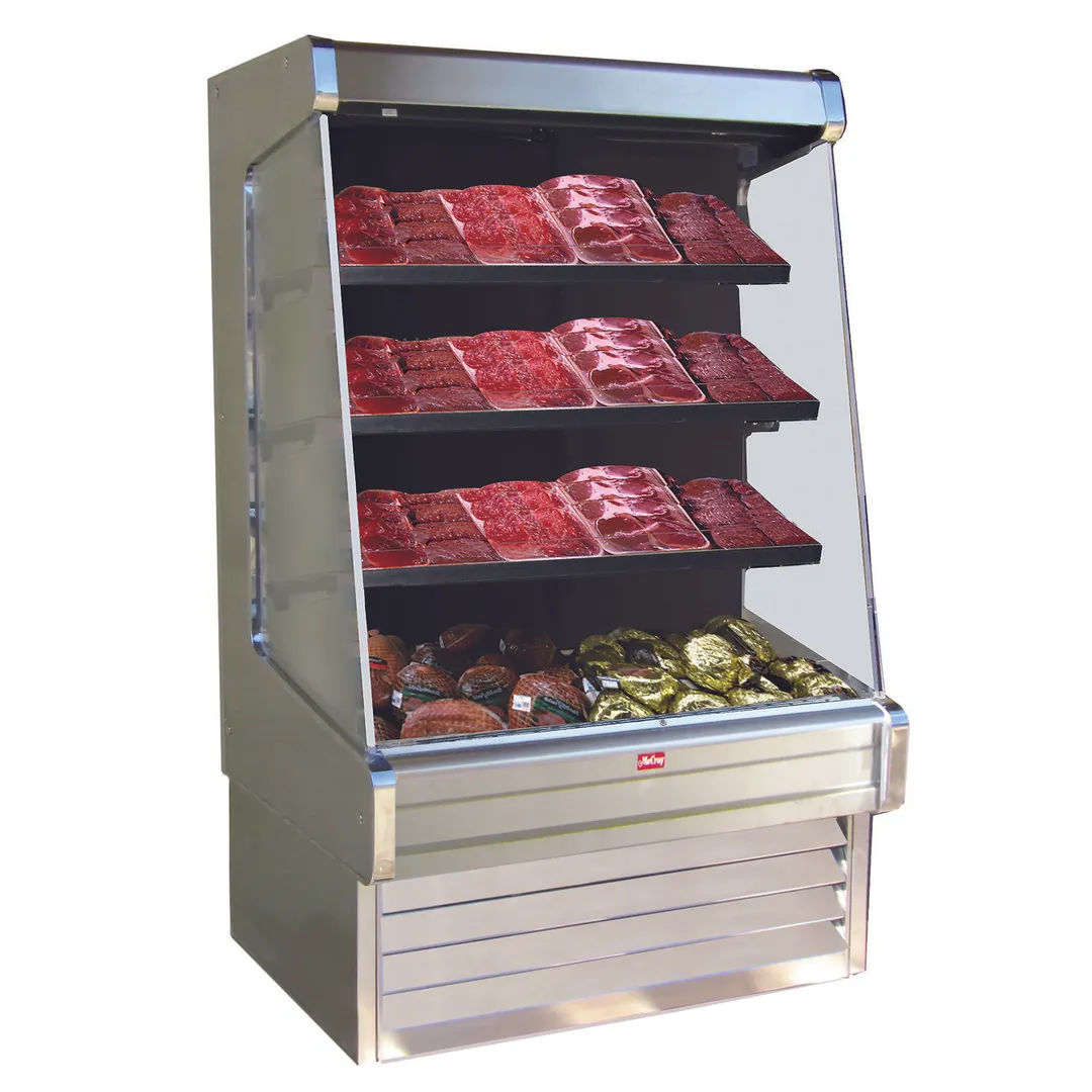Howard-McCray R-OM30E-12-S-LED 147'' Vertical Meat Open Air Merhandiser, Stainless Steel, Remote
