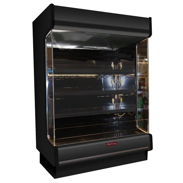 Howard-McCray R-OP35E-6-LB-B 75" Vertical Packaged Meats Low-Base Open Merhandiser in Black, Remote Refrigeration, 3 Shelves, w/ LED Lighting
