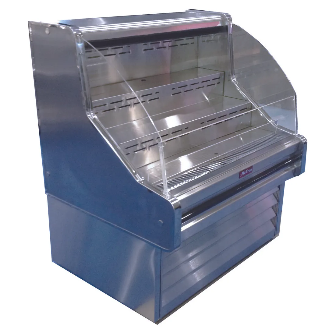 Howard-McCray R-OS30E-4C-S-LED 51'' Horizontal Curved Open Impulse Merchandiser, Stainless Steel, Remote