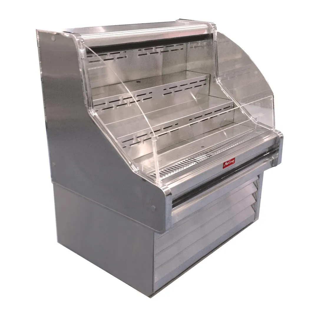Howard-McCray R-OS35E-6C-S-LED 75'' Horizontal Curved Open Impluse Merchandiser, Stainless Steel, Remote