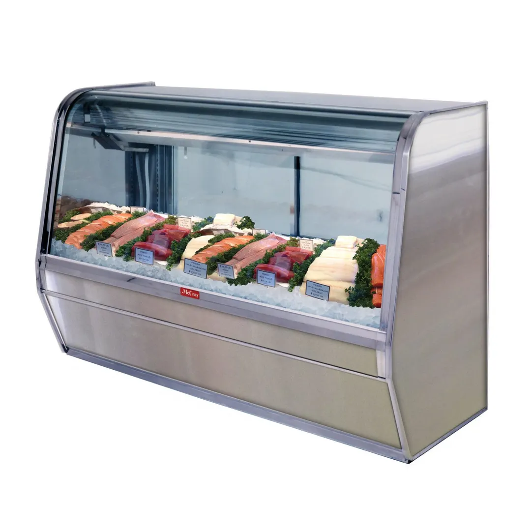 Howard-McCray SC-CFS32E-6C-S-LED 74" Curved Refrigerated Seafood Display Case, Stainless